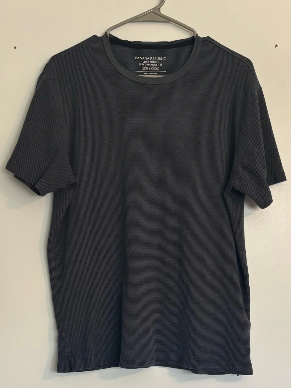 Banana Republic Short Sleeve Crewneck T-Shirt Charcoal XL Stripe Casual Tee